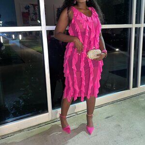 Pink Ruffle Bodycon Dress